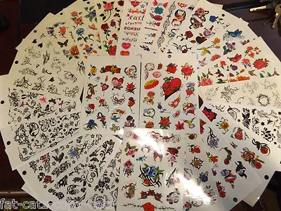 FAT-CATZ-COPY-CATZ 5 Sheets Girls Ladies Hearts Flowers Butterflies Celtic Bands Temporary Tattoos