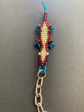 Hand-Beaded Lizard Key Ring Chain Zipper Pull Purse Fob - 26267