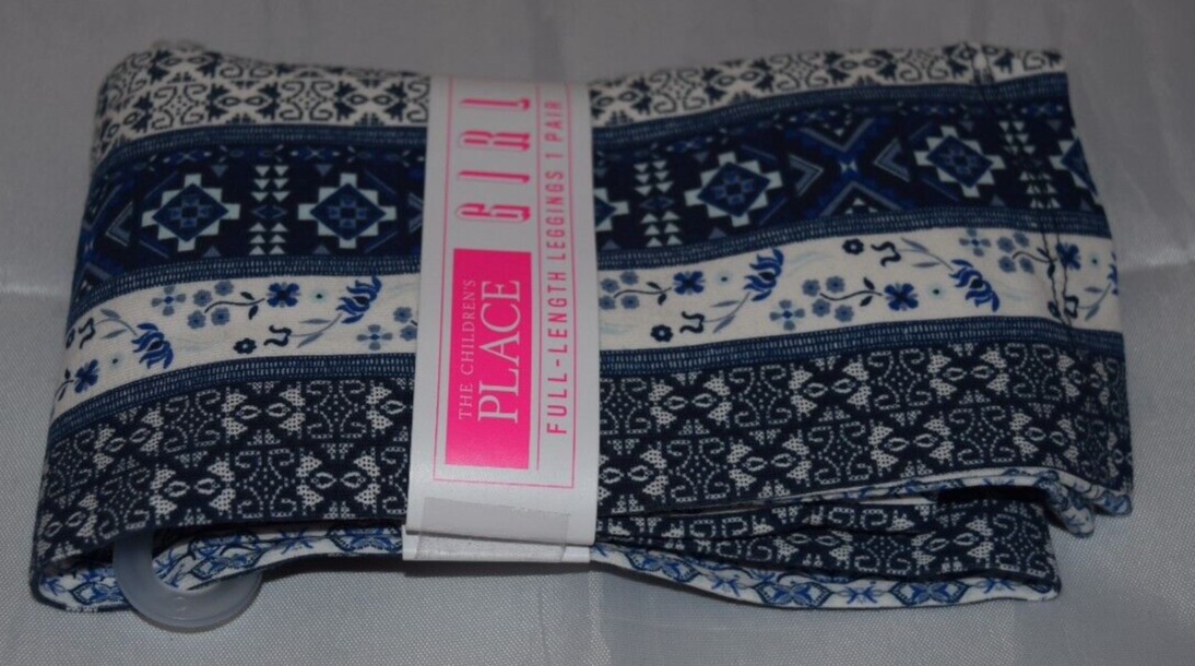 The Children's Place Girl's Blue Print Leggings 7/8 New eBay