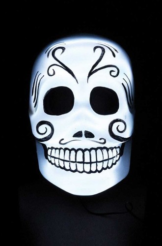 AC1673 Light Up Dia De Los Muertos Skull Day Of Dead Costume Face Mask Halloween - Picture 4 of 4