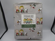 Peanuts Christmas Gray Full Sheet Set By Berkshire 4 Piece Snoopy Charlie Brown