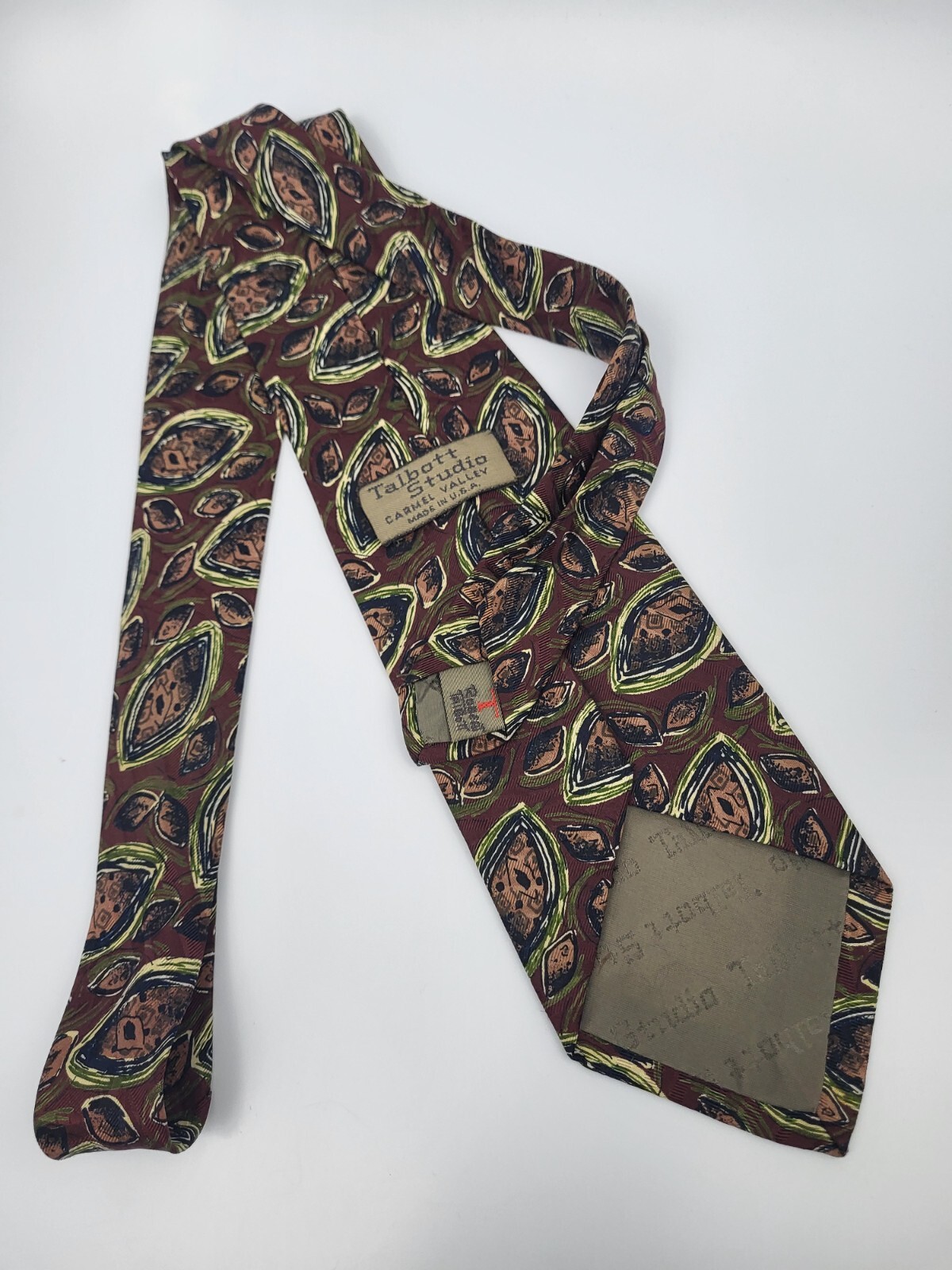 Robert Talbott Studio Silk Tie Red Brown Green Ab… - image 4