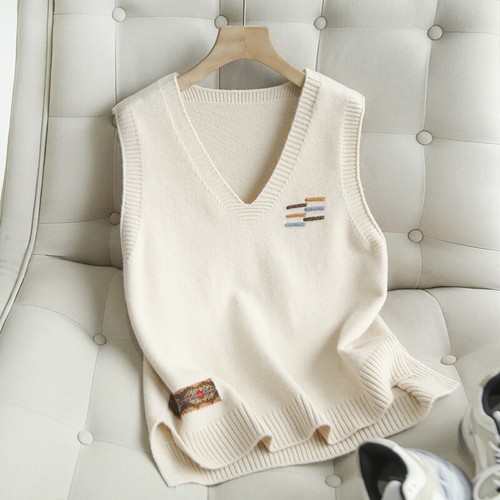 Women Lady V-neck Knit Waistcoat Vest Sleeveless Sweater Student Gilet Tank Top - Picture 16 of 19