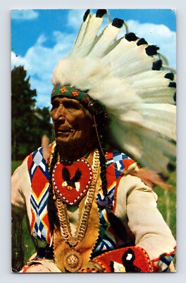 Postcard Native American Indian Chief 1950s Unposted Chrome