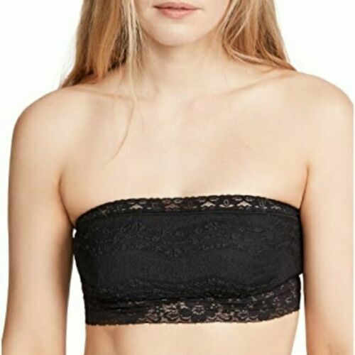 Free People Scallop Lace Bandeau Bralette XS Unpadded Bra Black NEW Tag B21