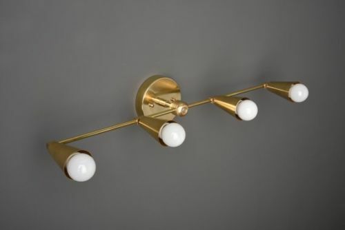 Wall Sconce Raw Brass Mid Century Modern Industrial Vertical Sconce Wall Light - Picture 2 of 2
