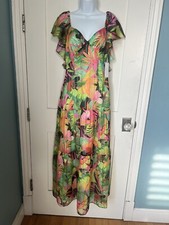 New Anthropologie G.P.D Tropical Floral Maxi Tiered Dress Size S