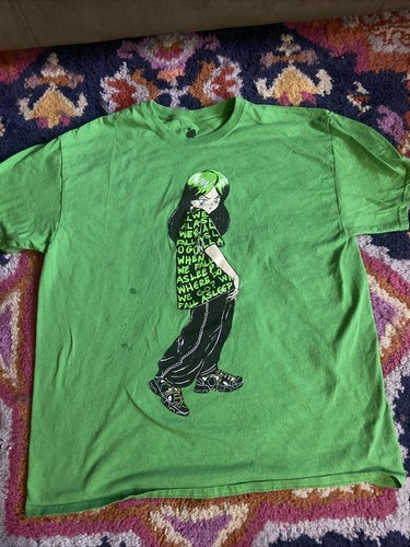 Billie Eilish Anime Green T-Shirt Size 