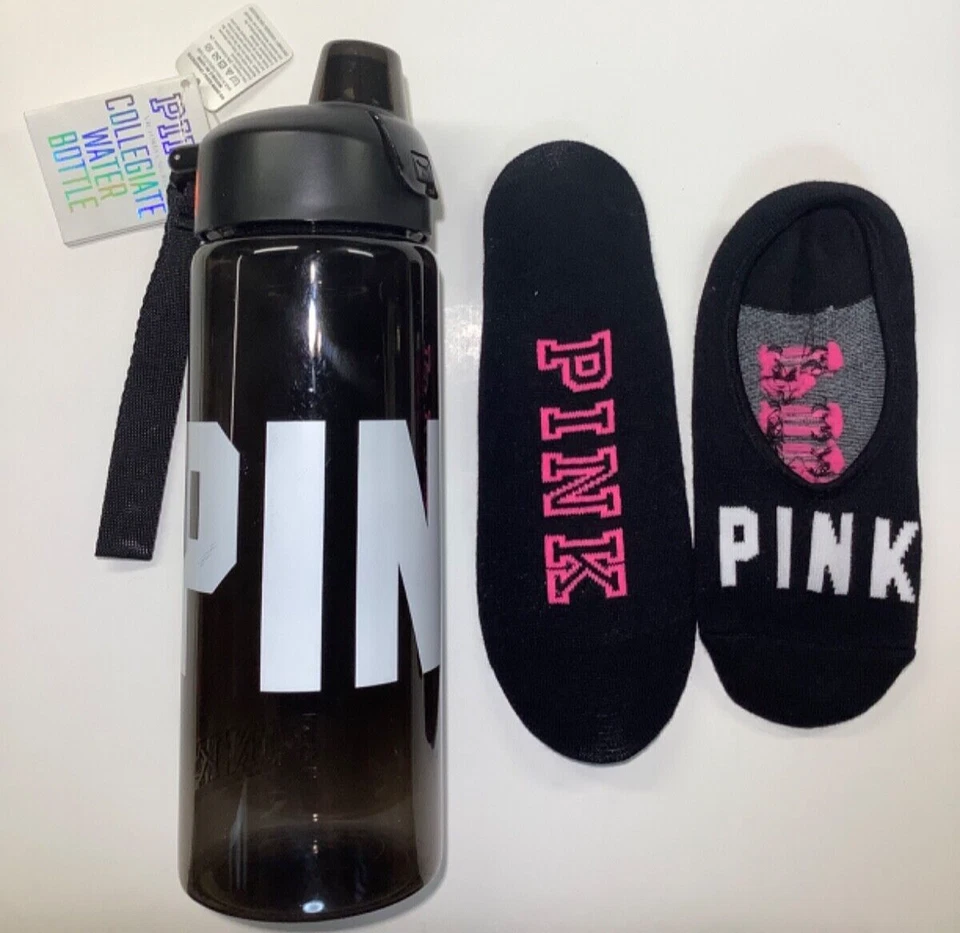 Botella de agua universitaria rosa Victoria’s Secret 32 fl oz + logotipo de calcetines sin mostrar nueva con etiquetas Foto 2 de 4
