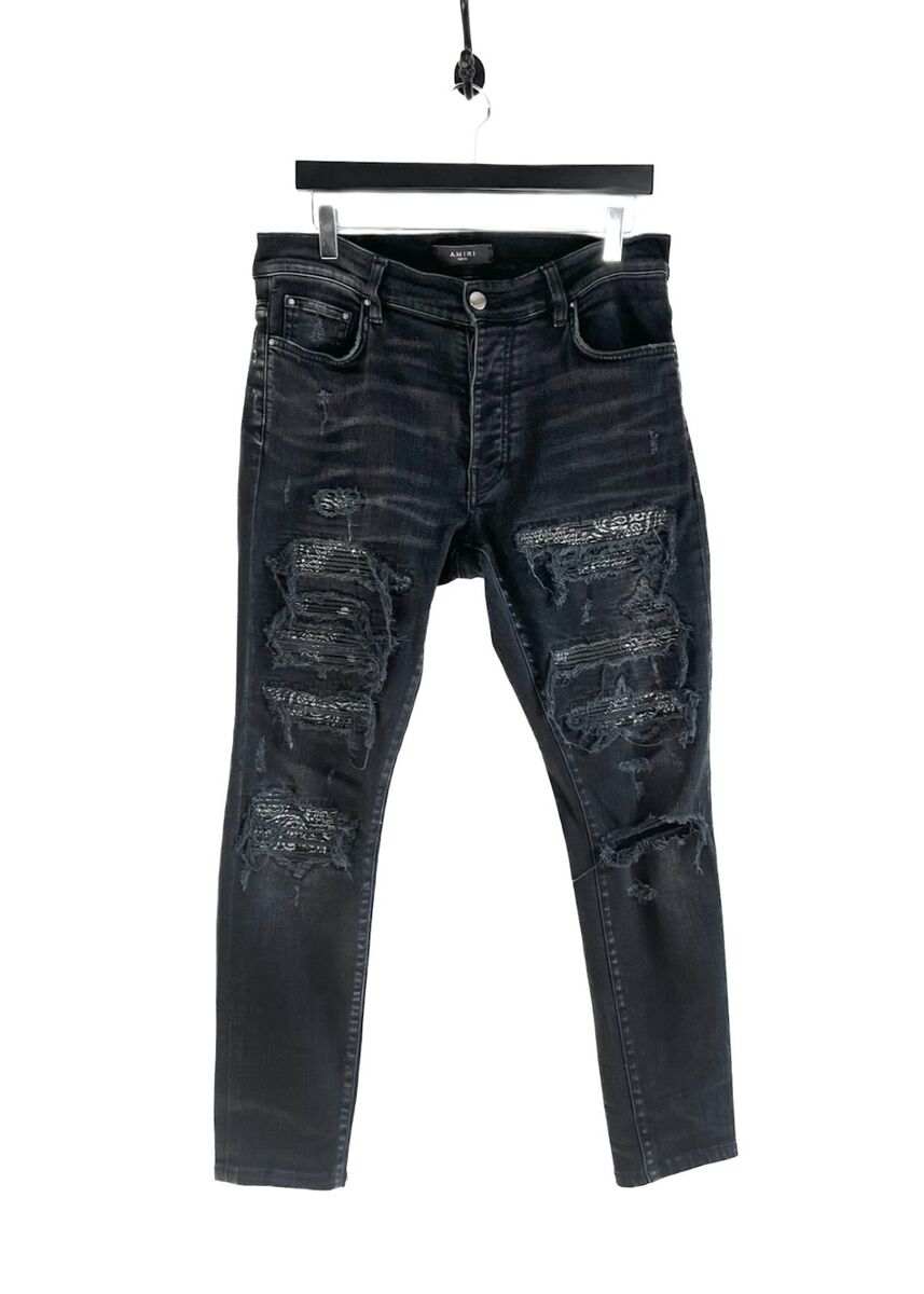 Amiri Washed Black Bandana MX1 Distressed Jeans - 31 US | eBay Amiri Washed Black Bandana MX1 Distressed Jeans - 31 US | eBay