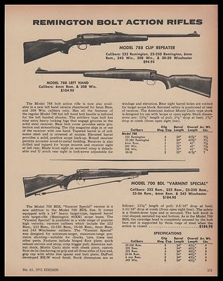1972 REMINGTON Model 788 Right & Left Hand,700 BDL Varmint Special