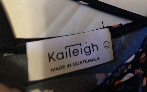 Kaleigh Women's String Tank Top Blouse Navy w/Floral Print SZ Large - Picture 4 of 7