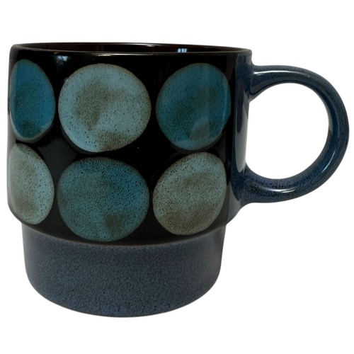 Pier 1 Imports Mug Blue Retro Dots Hand Painted Stoneware Mid Century Modern - Picture 1 of 6
