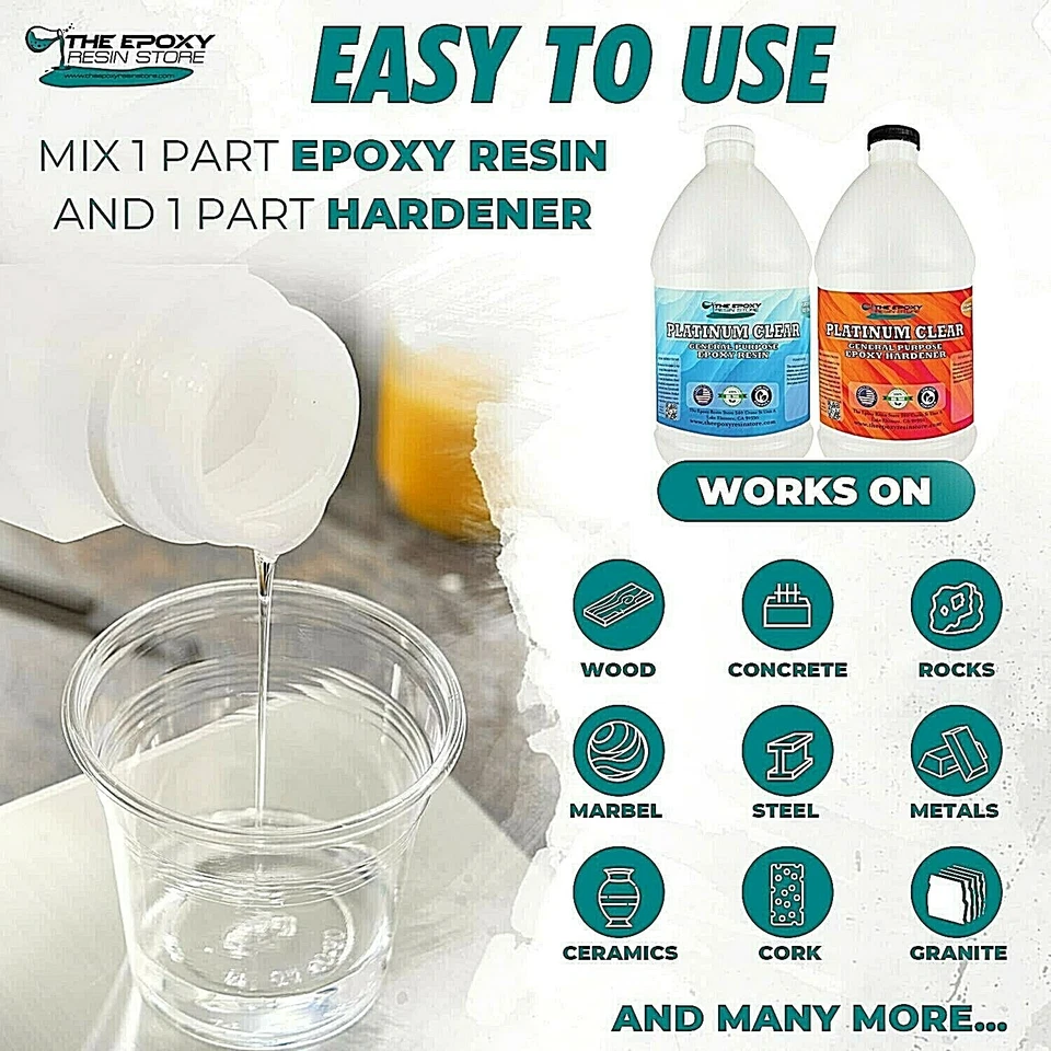 Epoxy Resin Store - self leveling, easy mixing, crafts, coatings, clear - Gallon - Image 3 of 4