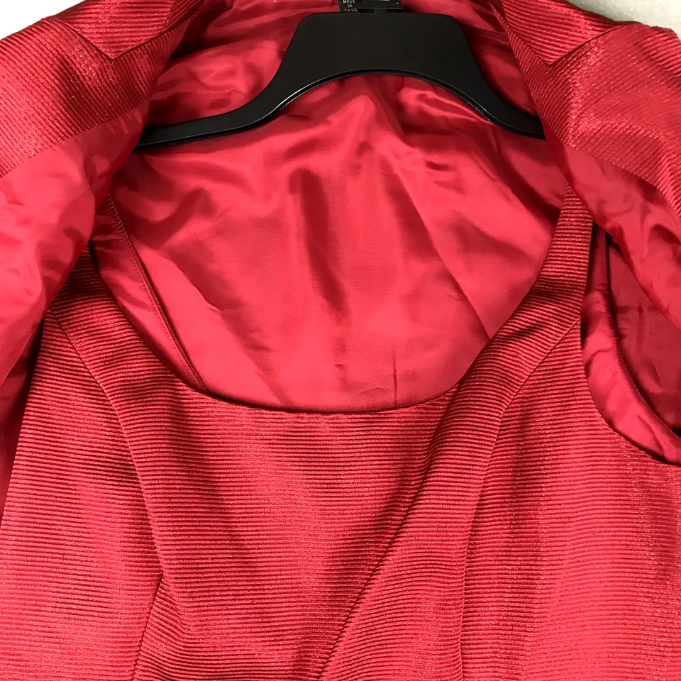 Conjunto de chaqueta de vestir Carmen Marc Valvo para mujer 10 rojo forrado sin mangas cintura nuevo con etiquetas Foto 2 de 4
