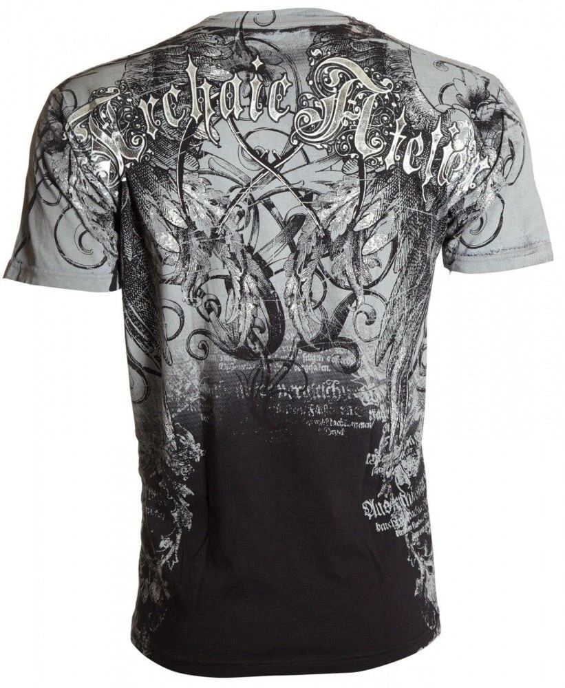 ARCHAIC by AFFLICTION Men's Black Biker 3D T-Shirt