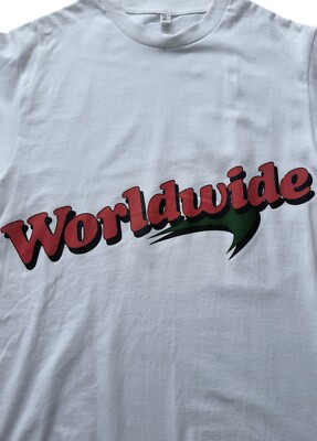 Bozo Worldwide Graphic T-Shirt Mens Medium White Spellout Casual Street Shirt
