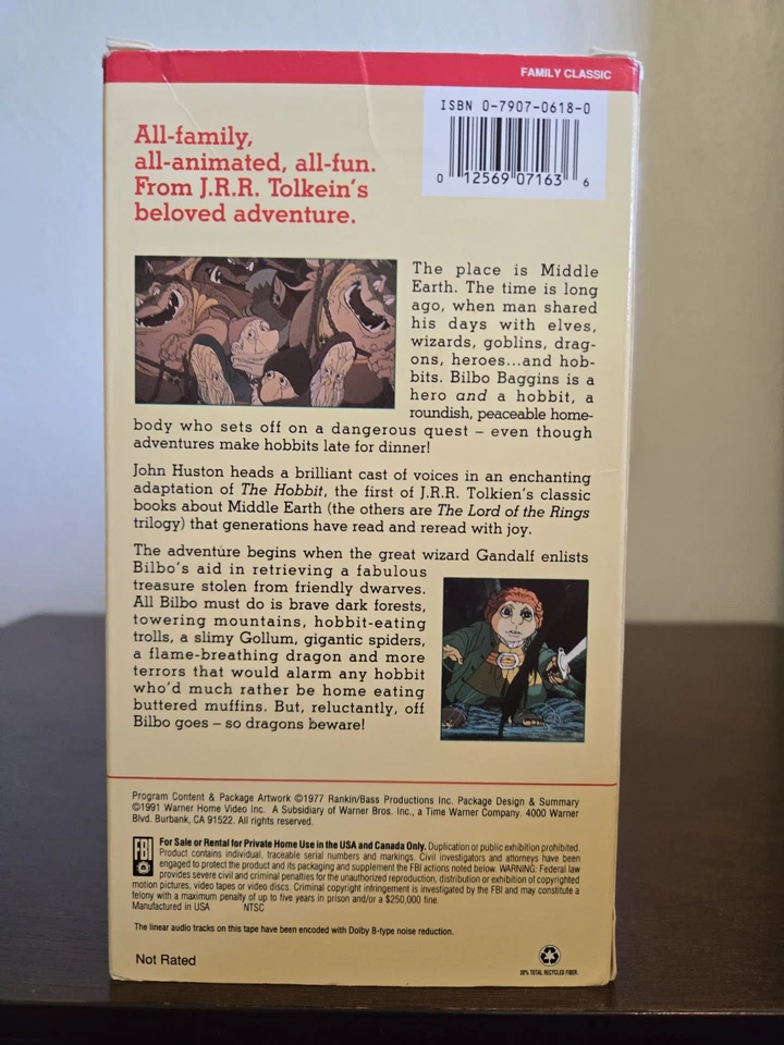 The Hobbit (VHS, 1991) JRR TOLKEIN Animated CIB RARE FAST SAME DAY SHIPPING - Image 3 of 4