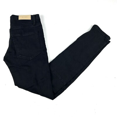 MNML Jeans Men 28 Black M1 Skinny Tapered Button Fly Cotton Dark Wash Zip Ankle