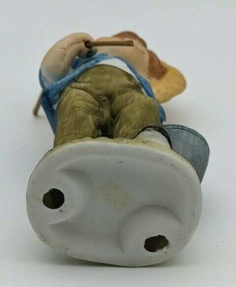 Vintage Boy Going Fishing Porcelain Figurine With Removable