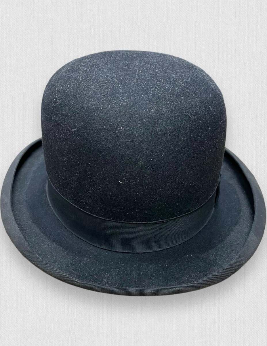 Vintage Antique Black Stetson Bowler Hat With Original Box Vintage Antique Black Stetson Bowler Hat With Original Box