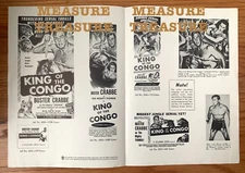 1952 KING OF THE CONGO, FRANK FRAZETTA BUSTER CRABBE, ORIGINAL FILM PROGRAM F29D