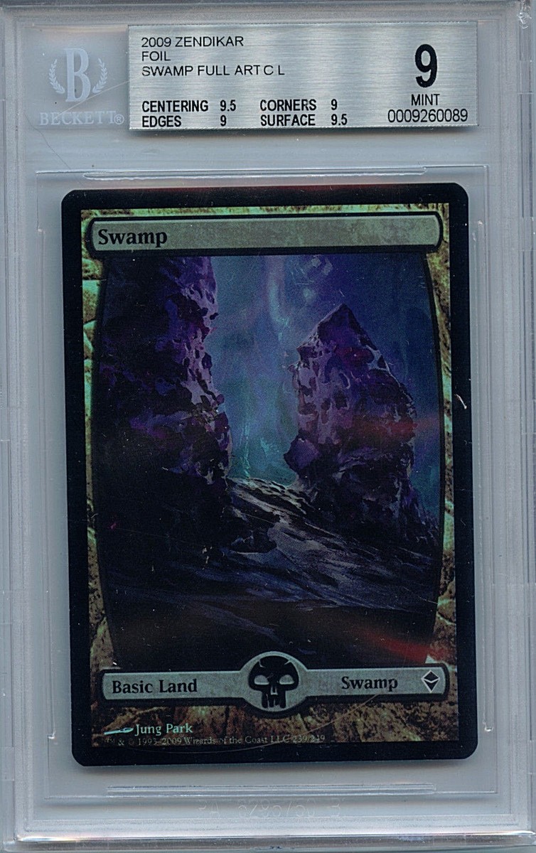 MTG Swamp BGS 9.0 Mint Zendikar Foil Magic card Full Art