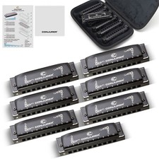 Blues Harmonica Set of 7 10Hole Diatonic Harmonica Set Blues Harp Mouth Organ US