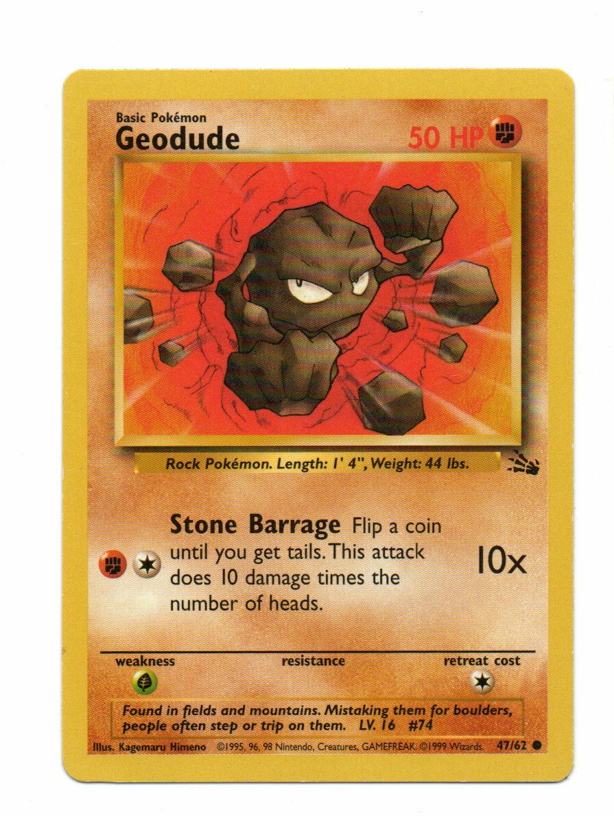 1999 geodude pokemon card GPC 10 Geodude #47 1999 Original Series Fossil Set main image 0