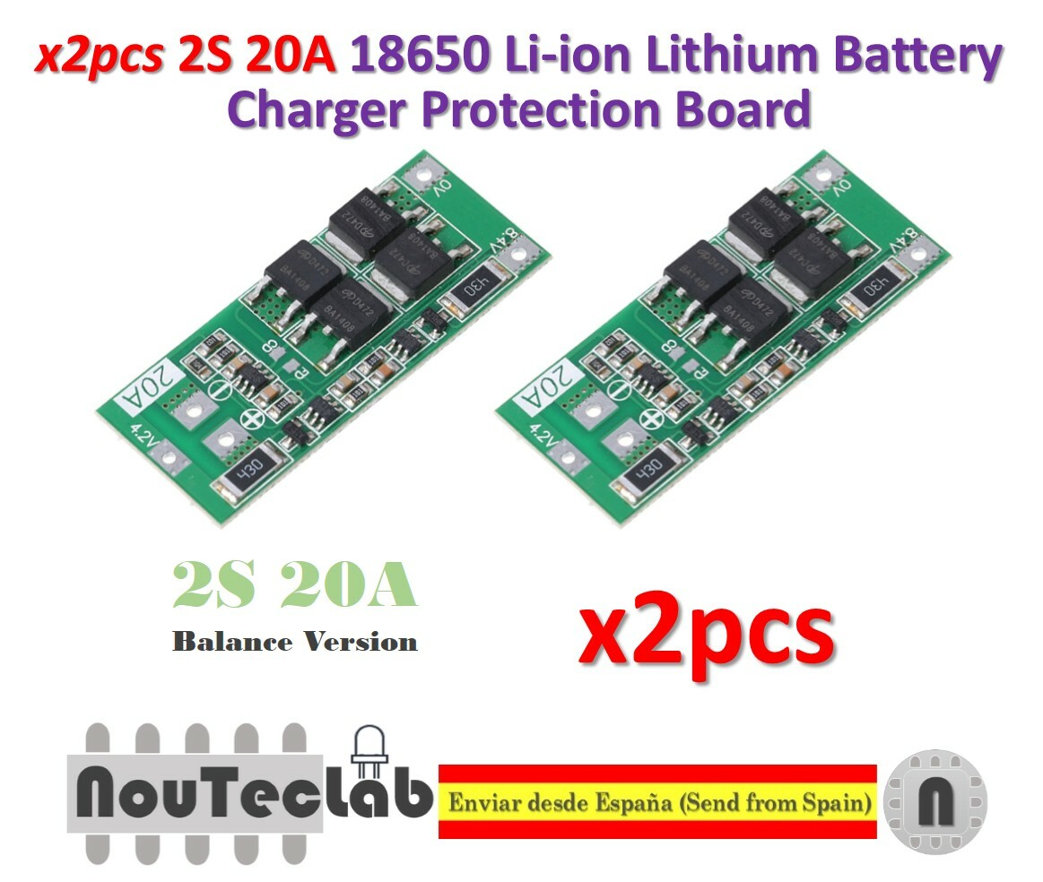 2pcs 2S 20A 7.4V 8.4V 18650 Lithium Battery Protection Board BMS Balance Version