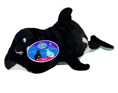Happy Nappers FlipaZoo Shark Dolphin Children's Plush Toy, Reversible, Blk/Blue - Picture 2 of 11