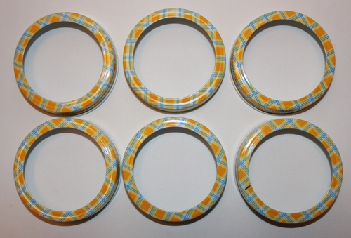 6 Vtg - 8 oz. Kerr Embossed Fruit & Flower Jelly Canning Jars -Tin Lids & Rings - Picture 8 of 9