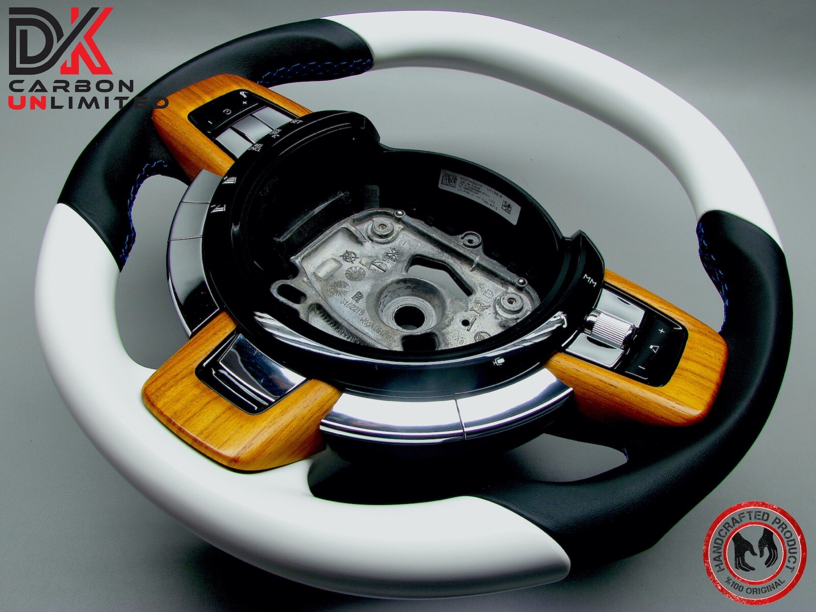 Rolls Royce Cullinan Ghost Spectre Napa Blue Stitch Ceramic White Steering Wheel
