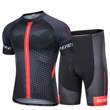 ZEROBIKE Herren Radtrikot Fahrradbekleidung Halbarm Radhose Set Schwarz