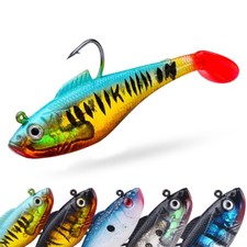 5pcs Pre-Rigged Jig Head Soft Fishing Lures Paddle Tail Swimbaits for Bass Trout