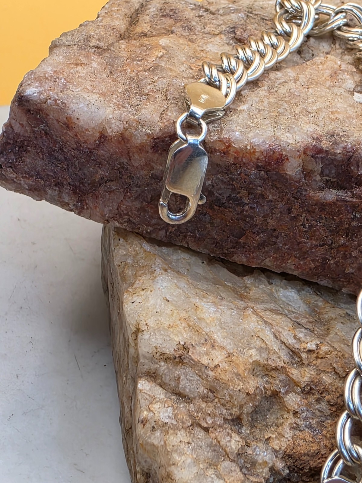 Sterling Silver 7mm Solid Double Link Charm Brace… - image 5