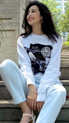 Chanel 2020 2021 White Black Logo Jacket T-Shirt 36 38 40 4 6 8
