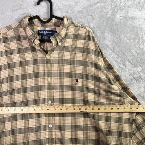 Ralph Lauren Men's Button Up Blake Shirt Size XL Brown Plaid Print 100% Cotton - Picture 9 of 13