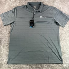 Callaway Golf Polo Shirt Men's XL Gray Stripe Opti Dri Cooling Short Sleeve NWT