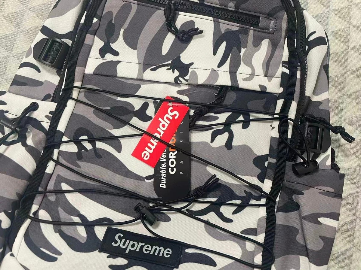 SUPREME SS25 Cordura Snow Camo Backpack Mountaineering Bags Travel 