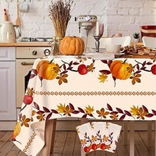 3-Pack Thanksgiving Tablecloth Fall Tablecloths - Thanksgiving Cream-colored
