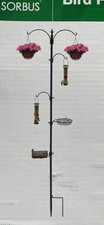 4-Hook Bird Feeding Station - Wild Bird Feeder Stand w/ Mesh Tray  Water Bowl