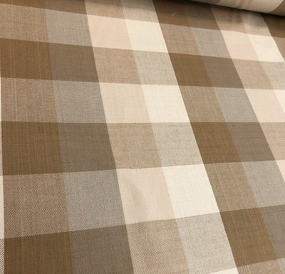 7.75 Yard Remnant of Golden Neutral Buffalo Check Plaid Home Decor Fabric