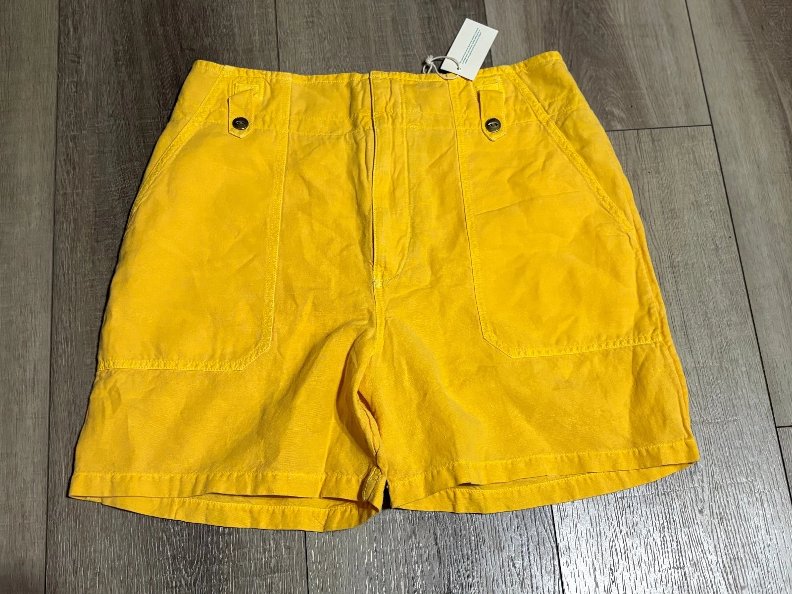 NWT Sundance Yellow Linen Shorts Size 10
