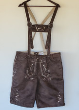 SMOG Men's XL Brown Embroidered Lederhosen Bavarian Shorts Oktoberfest Munich
