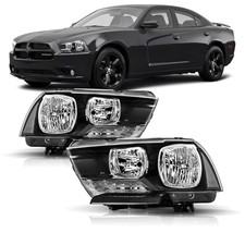 Headlights Assembly Compatible with 2011 2012 2013 2014 Dodge Black Clear Side