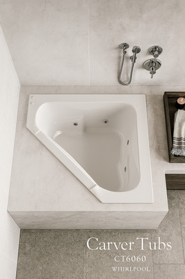 Carver CT6060 -White Acrylic 6 Jet Whirlpool Corner Bathtub w/ Armrest LHM