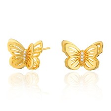 Gold Butterfly Earrings for Small Gold Stud Earrings for Women 14K Real Gold P