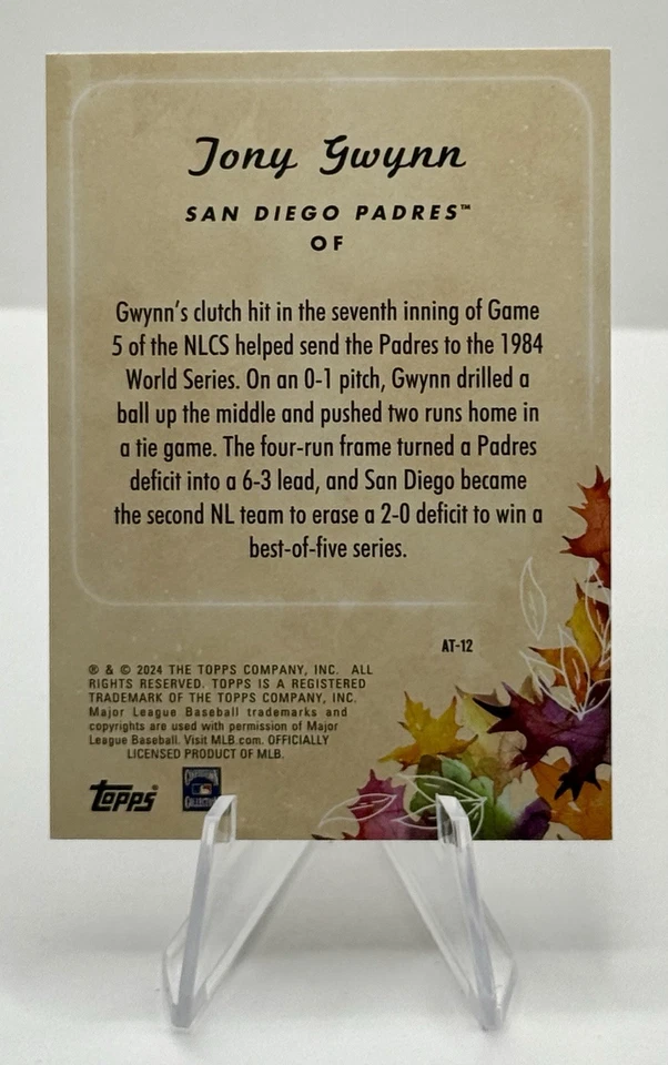 2024 Topps Update #AT-12 Tony Gwynn /75 Gold Autumn Tales SP San Diego Padres - Image 2 of 3