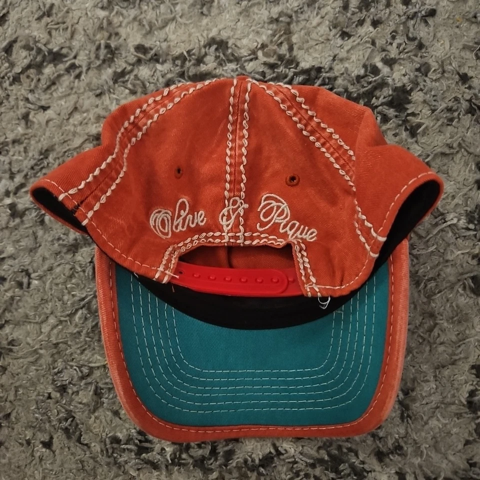 Olive And Pique Rhinestone Baseball Cap Orange And Teal Blue Women’s Adjustable - Image 2 of 3